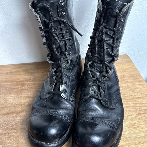 Vintage Corcoran Jump Boots Men's 10.5 D Black Leather Red Tag Combat Military - Picture 2 of 13